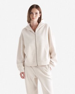Roots Recover Essential Full Zip Hoodie - OATMEAL MIX
