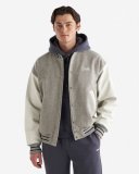 Roots Mathews Vintage Varsity Jacket - GREY/WHITE Roots Mathews Vintage Varsity Jacket - GREY/WHITE