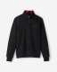 Roots Plaid Applique Half Zip Stein - BLACK