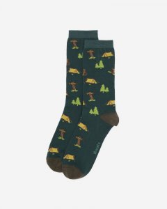 Roots Adult Springfield Print Crew Sock - VARSITY GREEN MIX